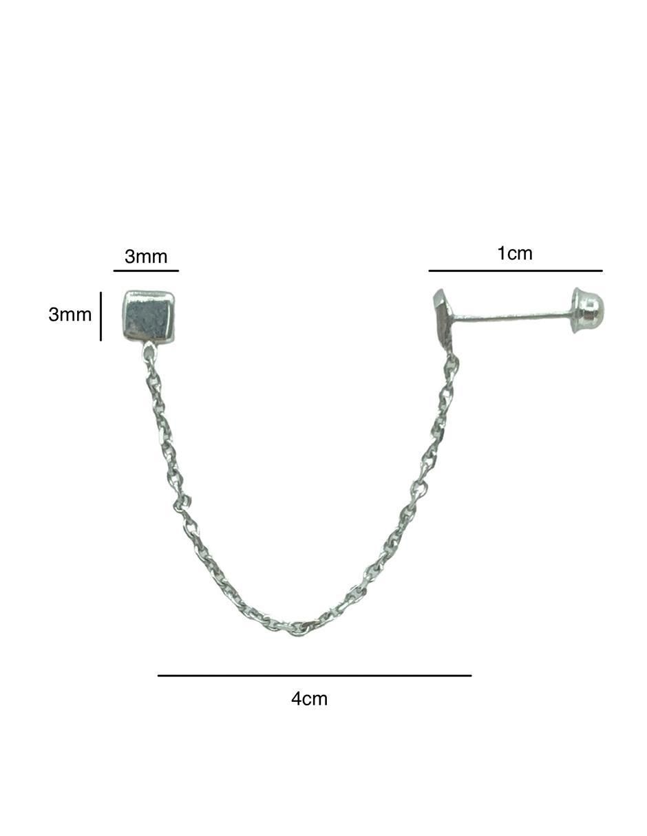 Piercing cuadrado de oro blanco 10 K 3