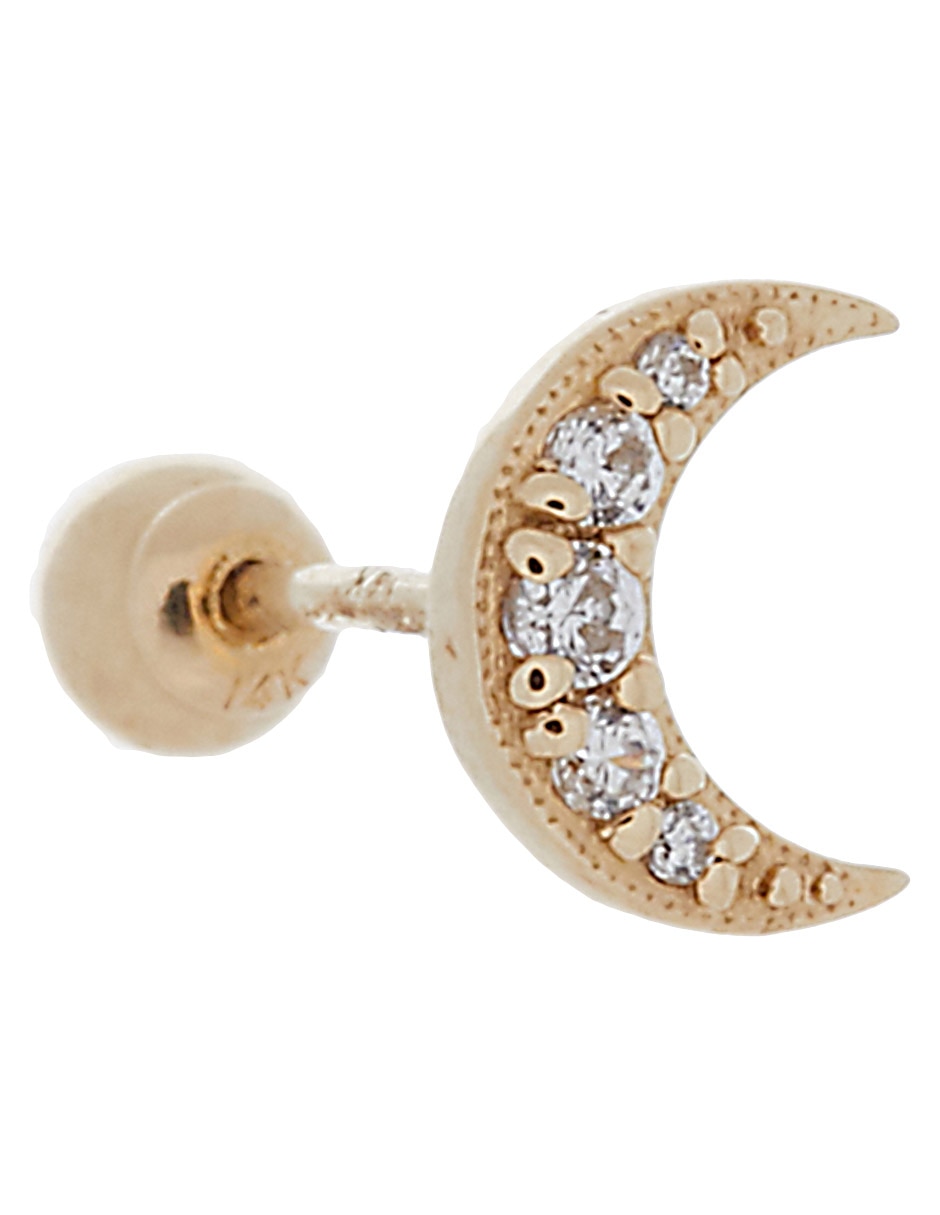 Piercing de media luna de oro con acabado lustre zirconia 2
