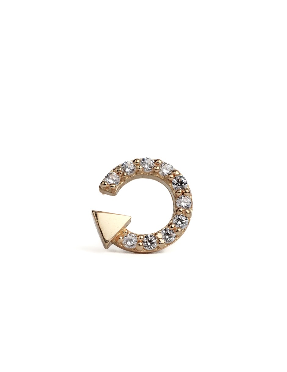Piercing de flecha de oro con acabado brillante zirconia
