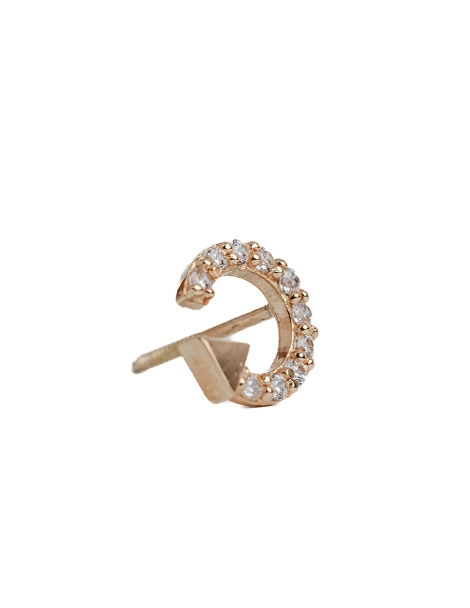 Piercing de flecha de oro con acabado brillante zirconia 3