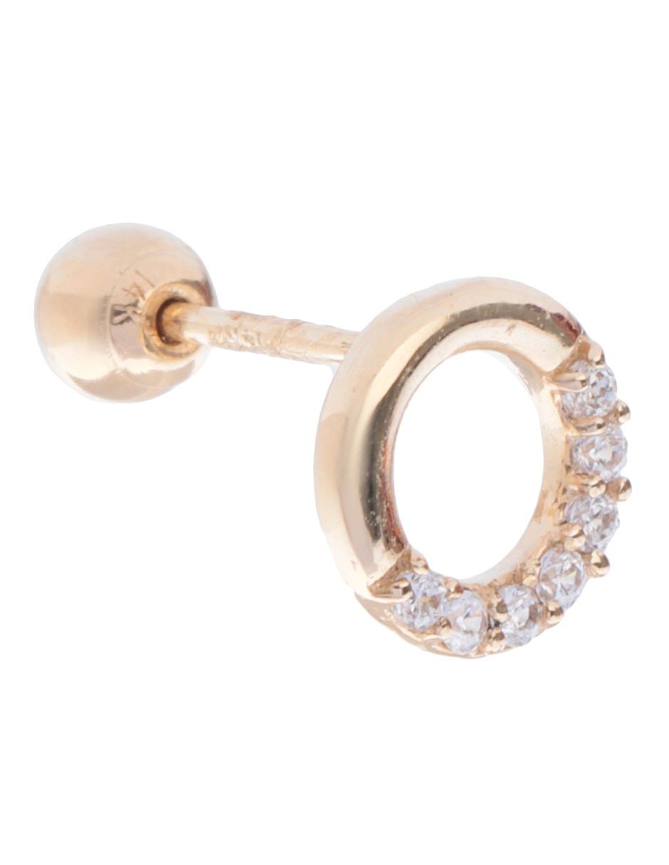 Piercing redondos de oro con acabado brillante zirconia 2