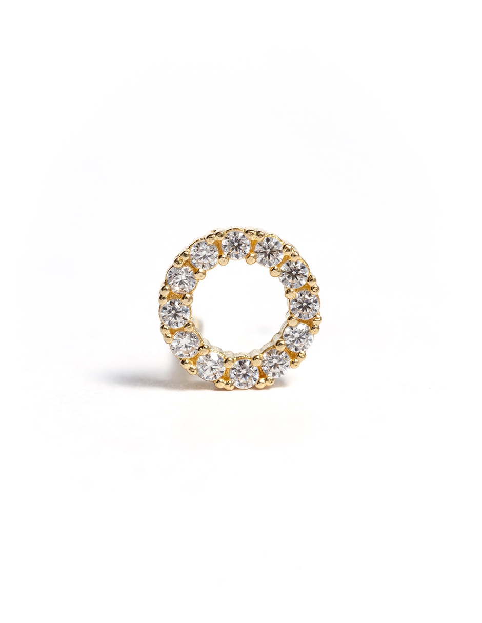Piercing redondos de oro con acabado brillante zirconia