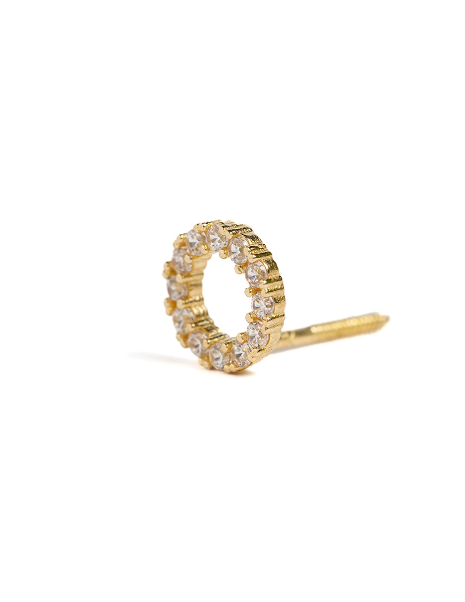 Piercing redondos de oro con acabado brillante zirconia 2