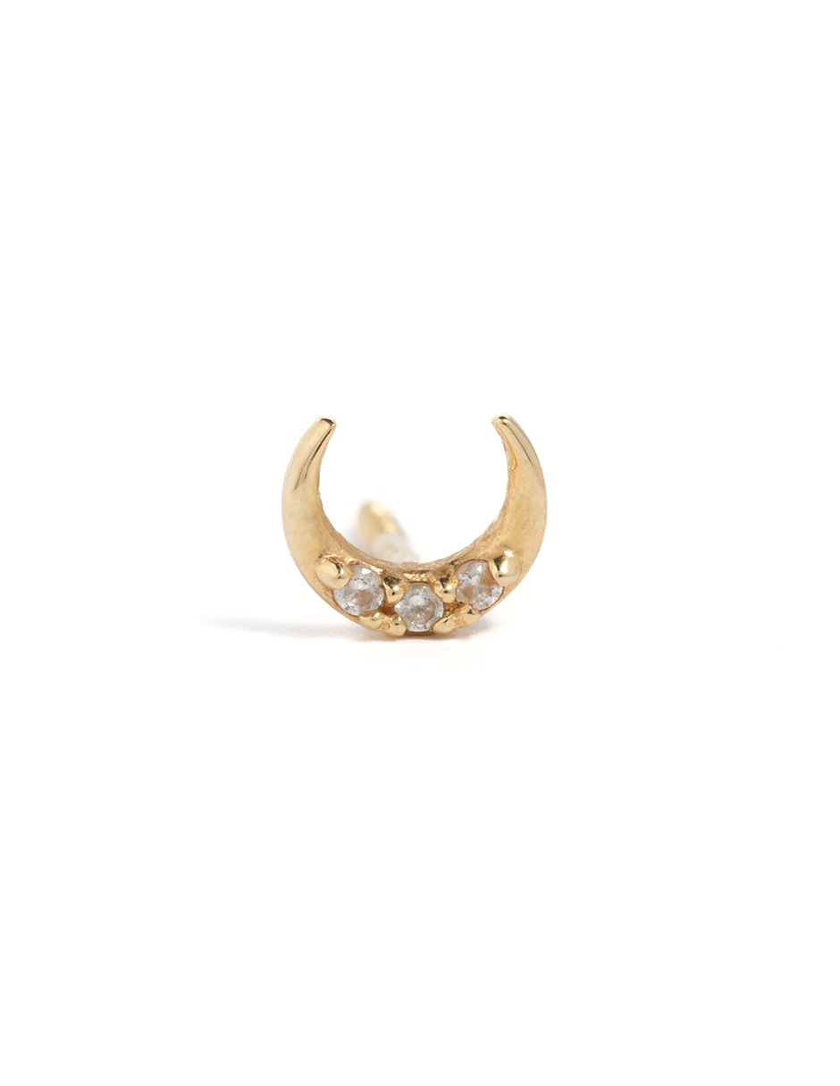 Piercing de luna de oro con acabado brillante zirconia