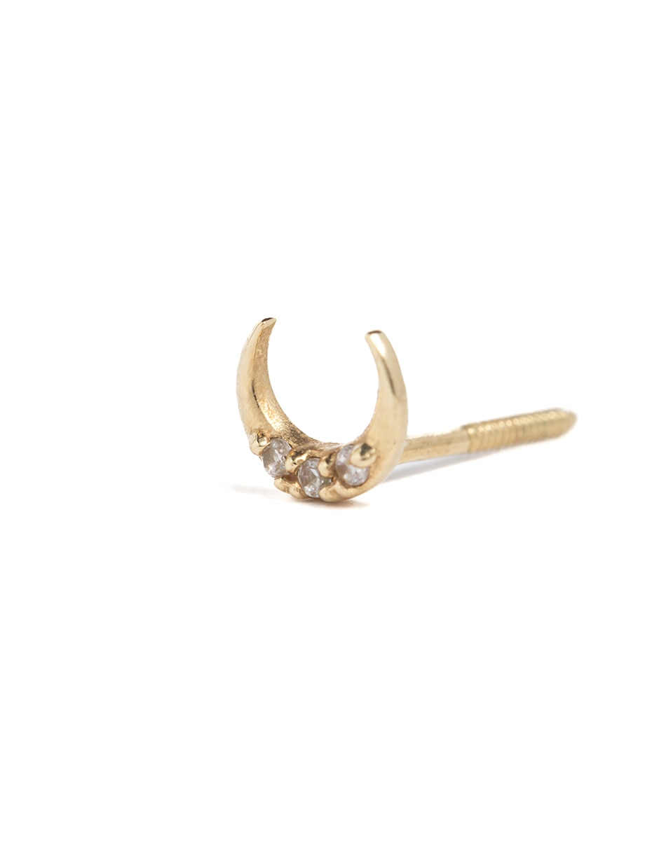 Piercing de luna de oro con acabado brillante zirconia 2