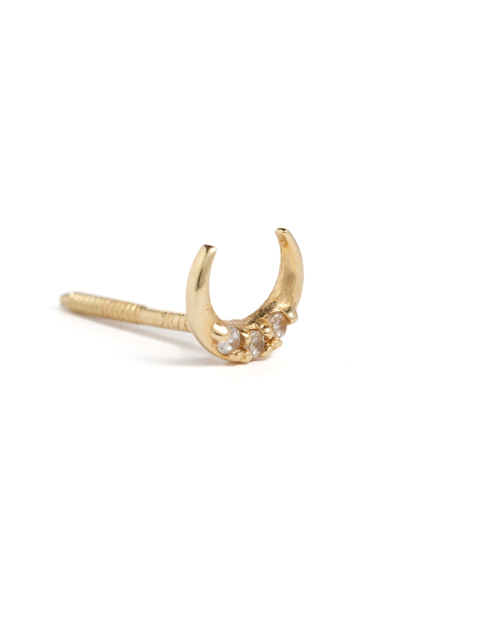 Piercing de luna de oro con acabado brillante zirconia 3