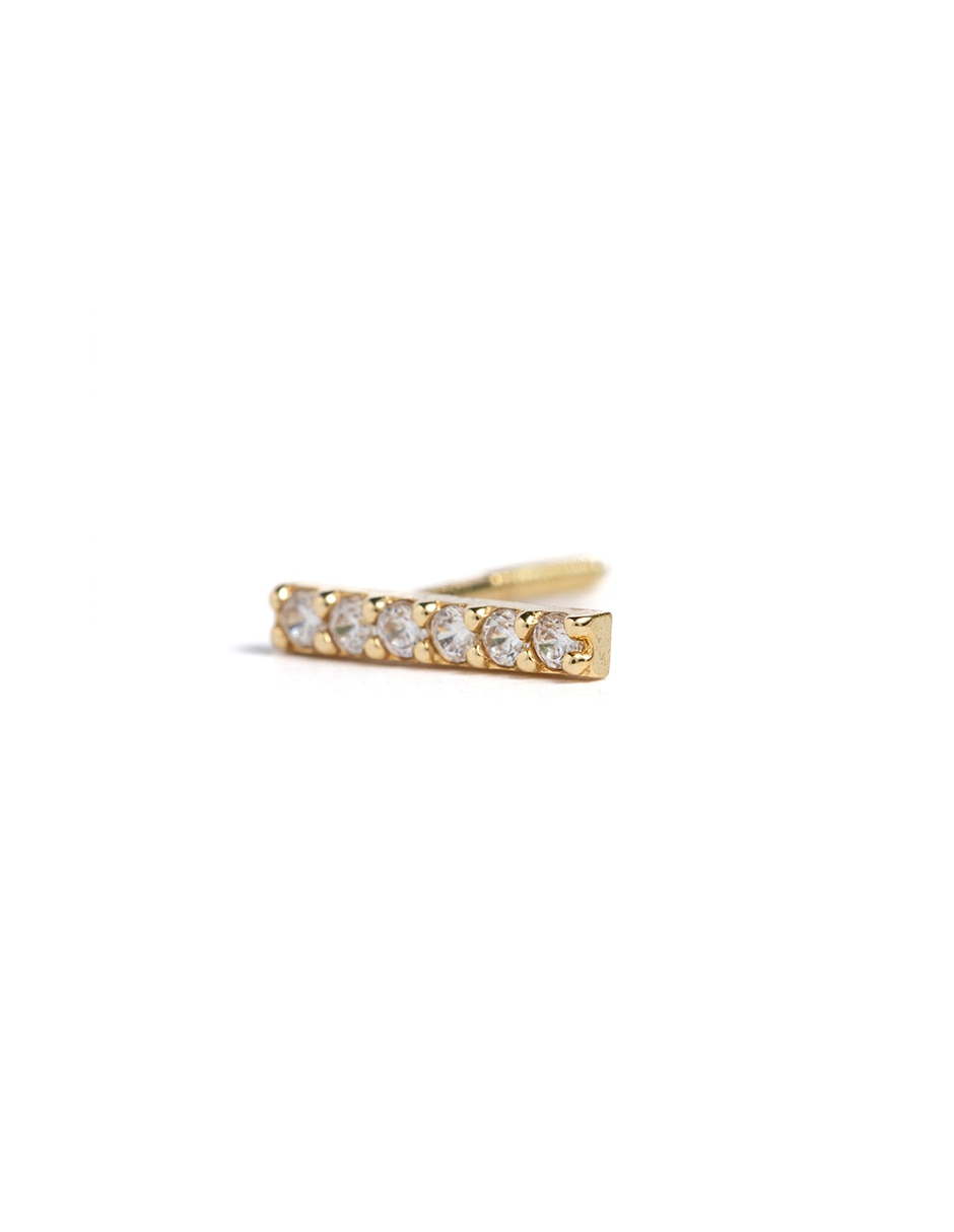 Piercing rectangulares de oro con acabado brillante zirconia 2