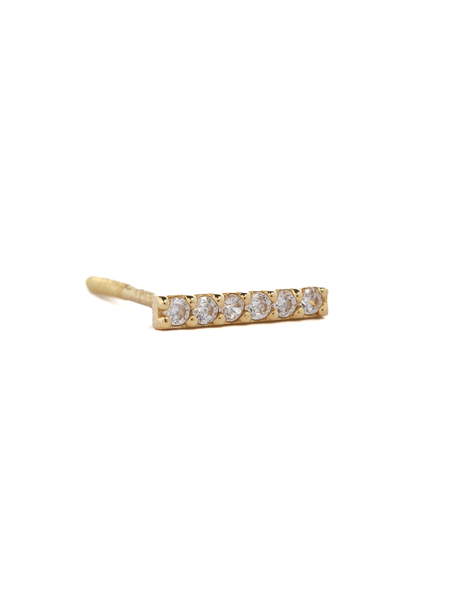 Piercing rectangulares de oro con acabado brillante zirconia 3