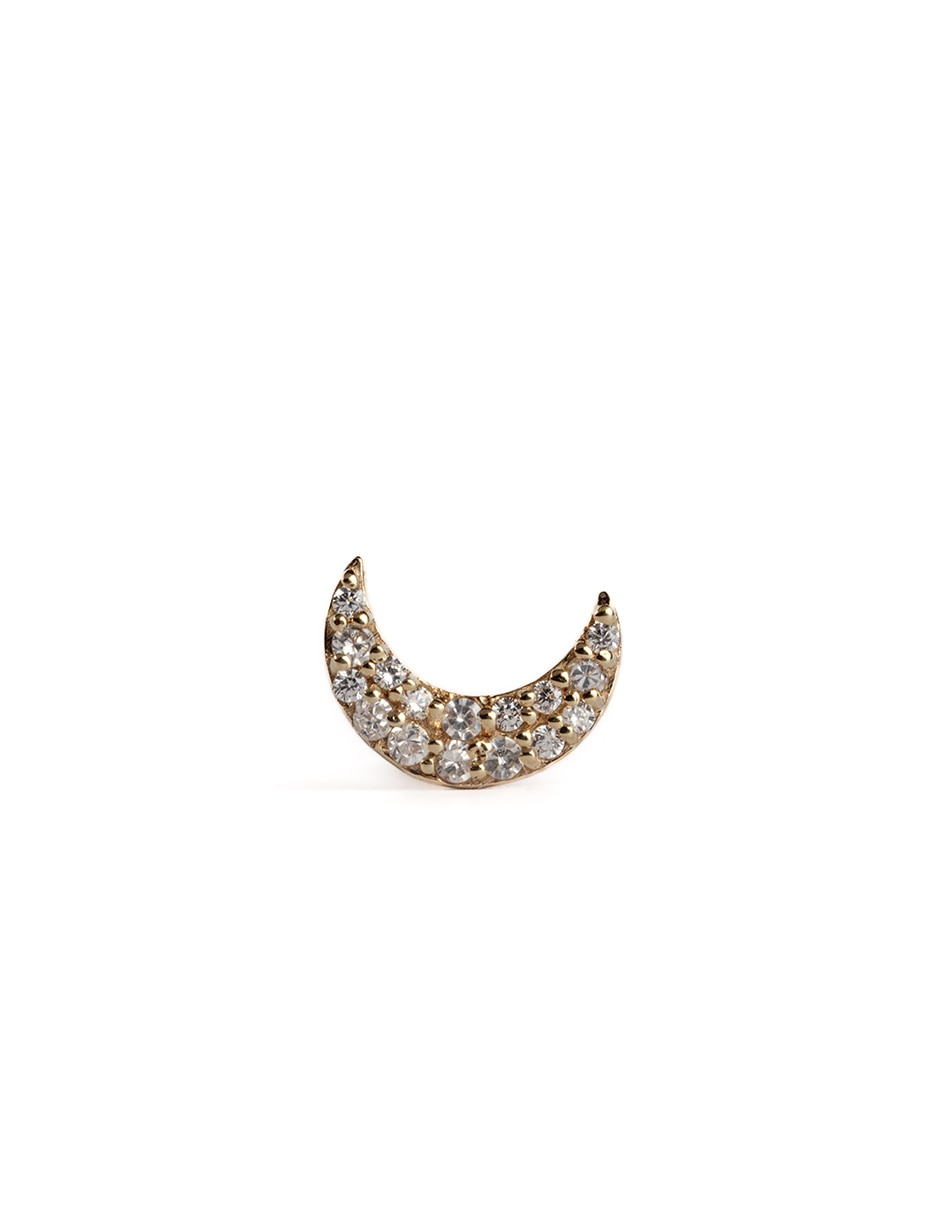 Piercing de luna de oro con acabado brillante zirconia