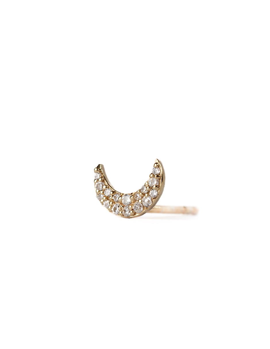 Piercing de luna de oro con acabado brillante zirconia 2