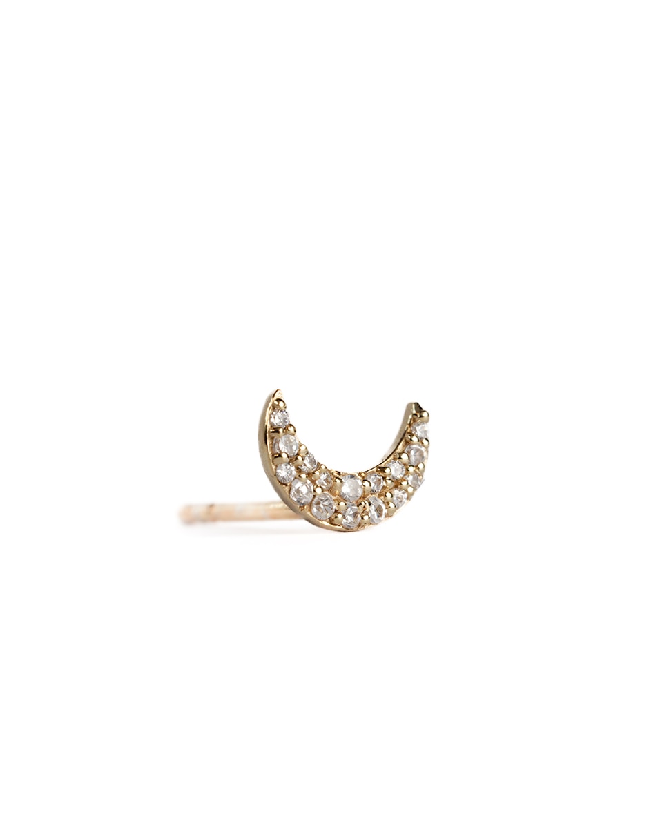 Piercing de luna de oro con acabado brillante zirconia 3