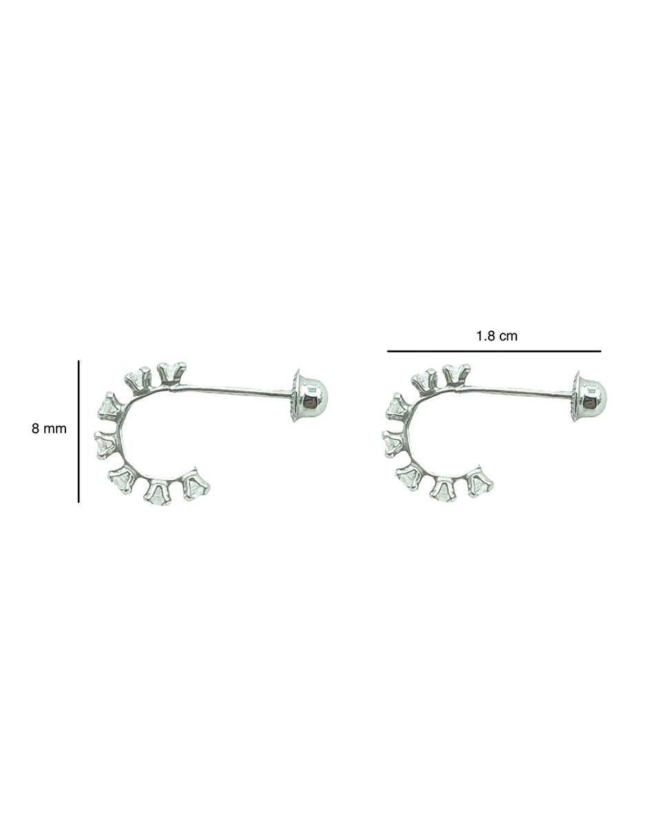 Broqueles de oro blanco con acabado brillante zirconia 3