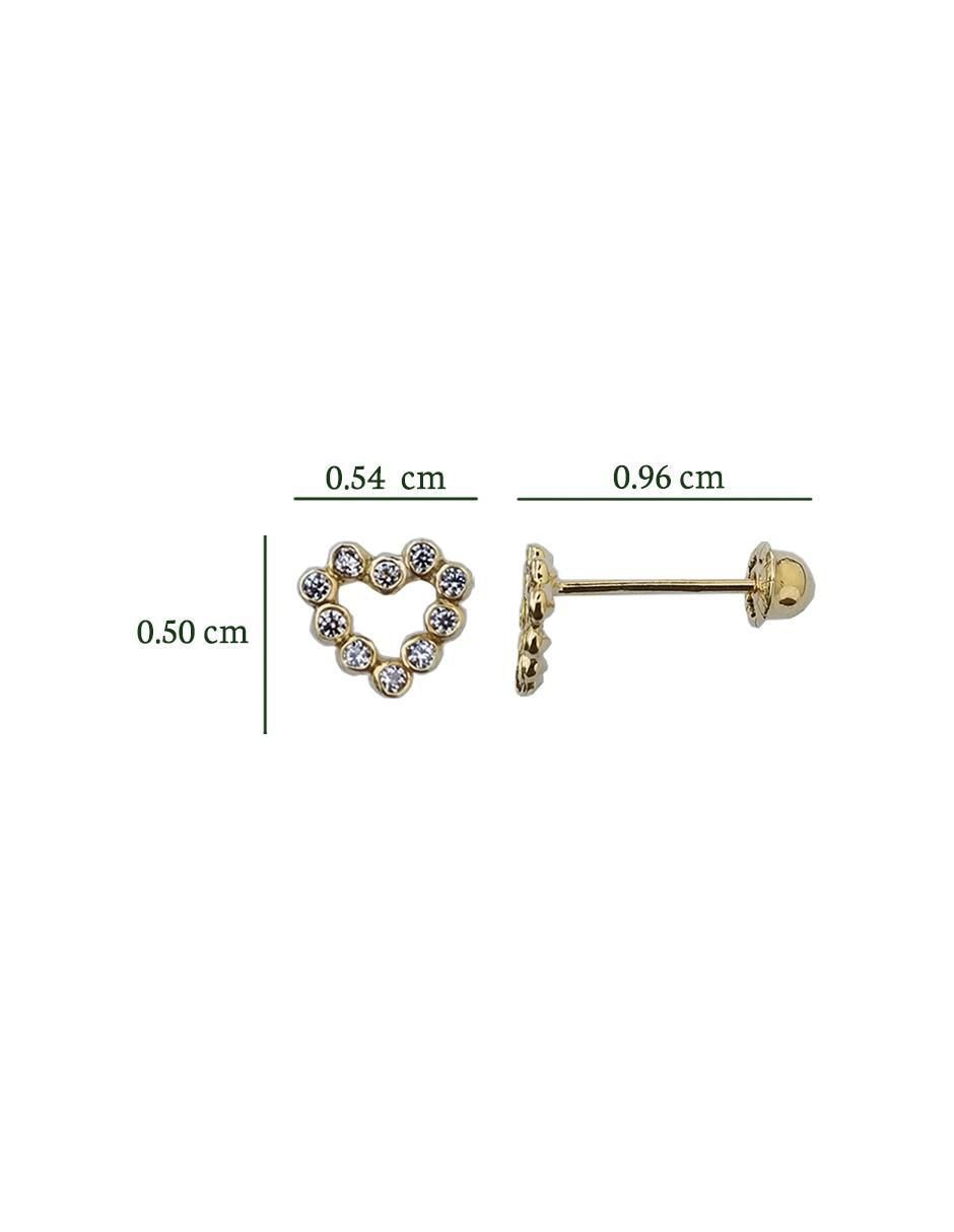 Broqueles de corazón de oro con acabado brillante zirconia 3
