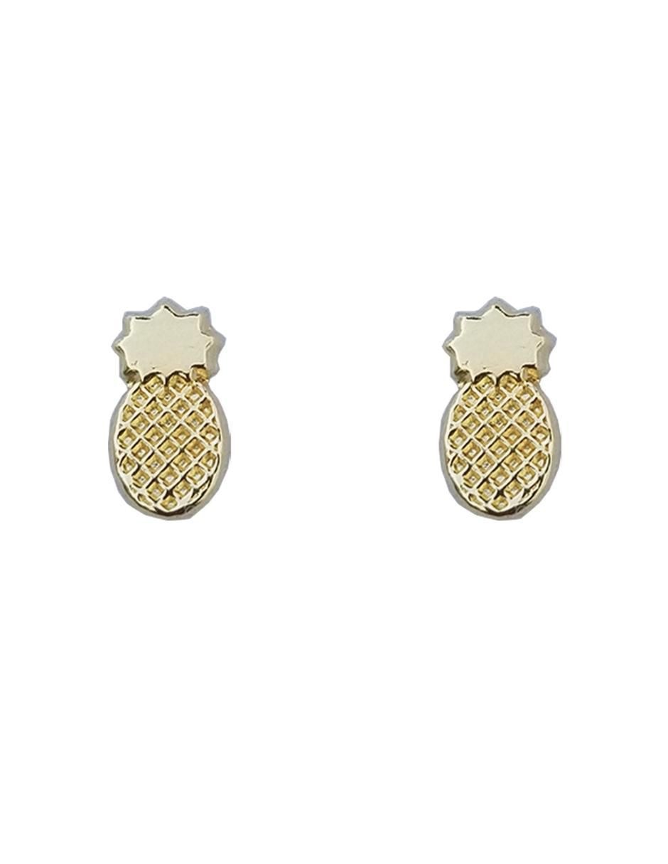 Broqueles de piña de oro con acabado brillante