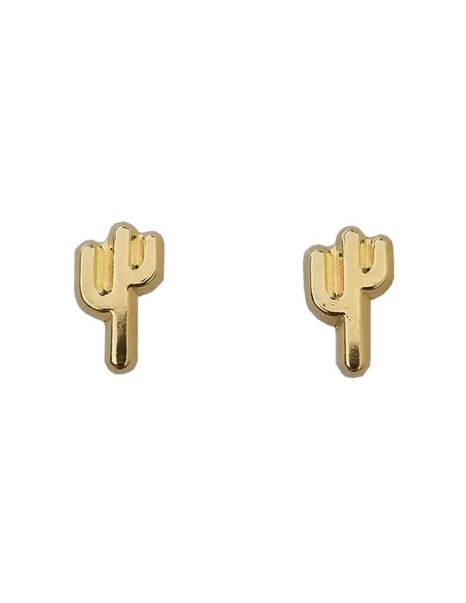 Broqueles de cactus de oro con acabado brillante