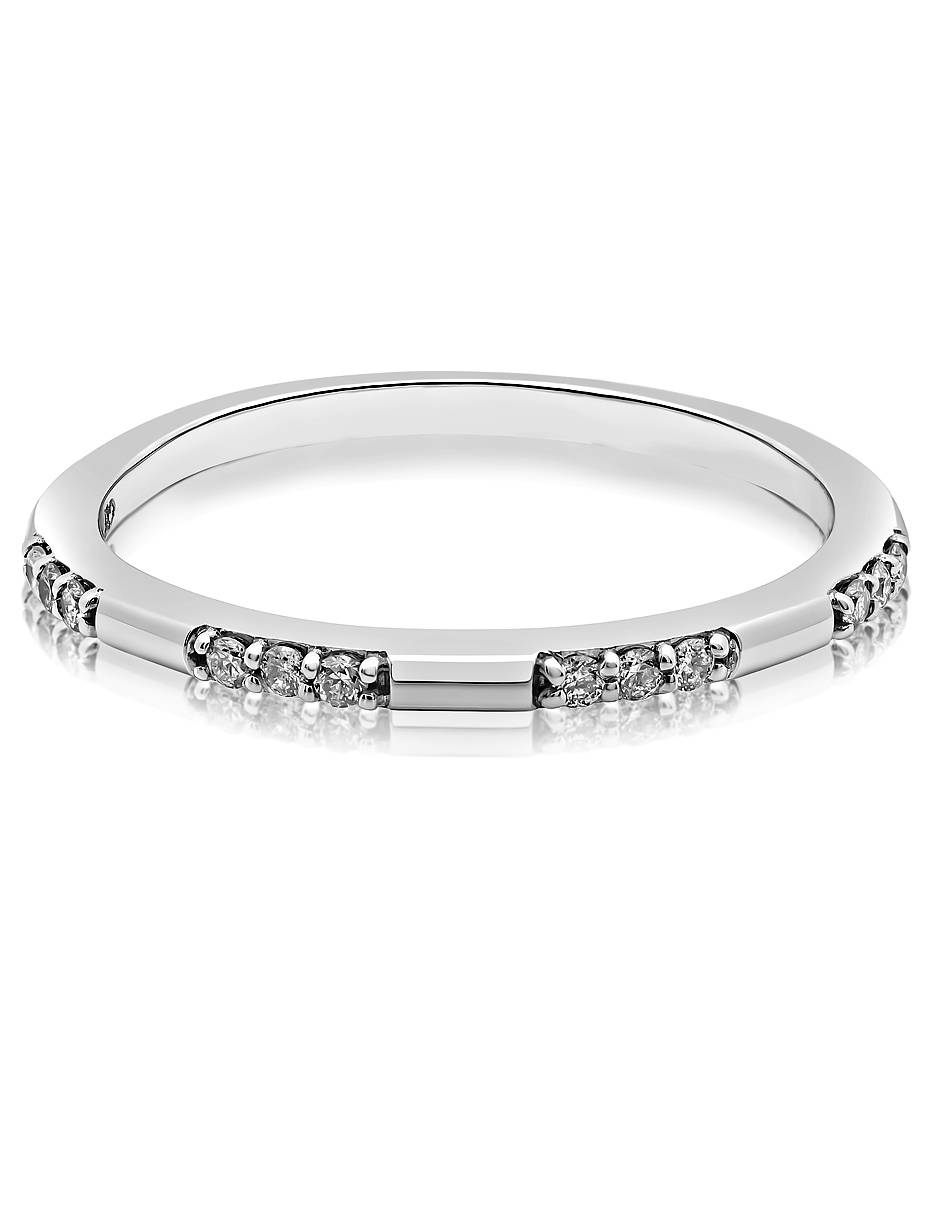 Anillo 14 k de oro blanco diamante brillante