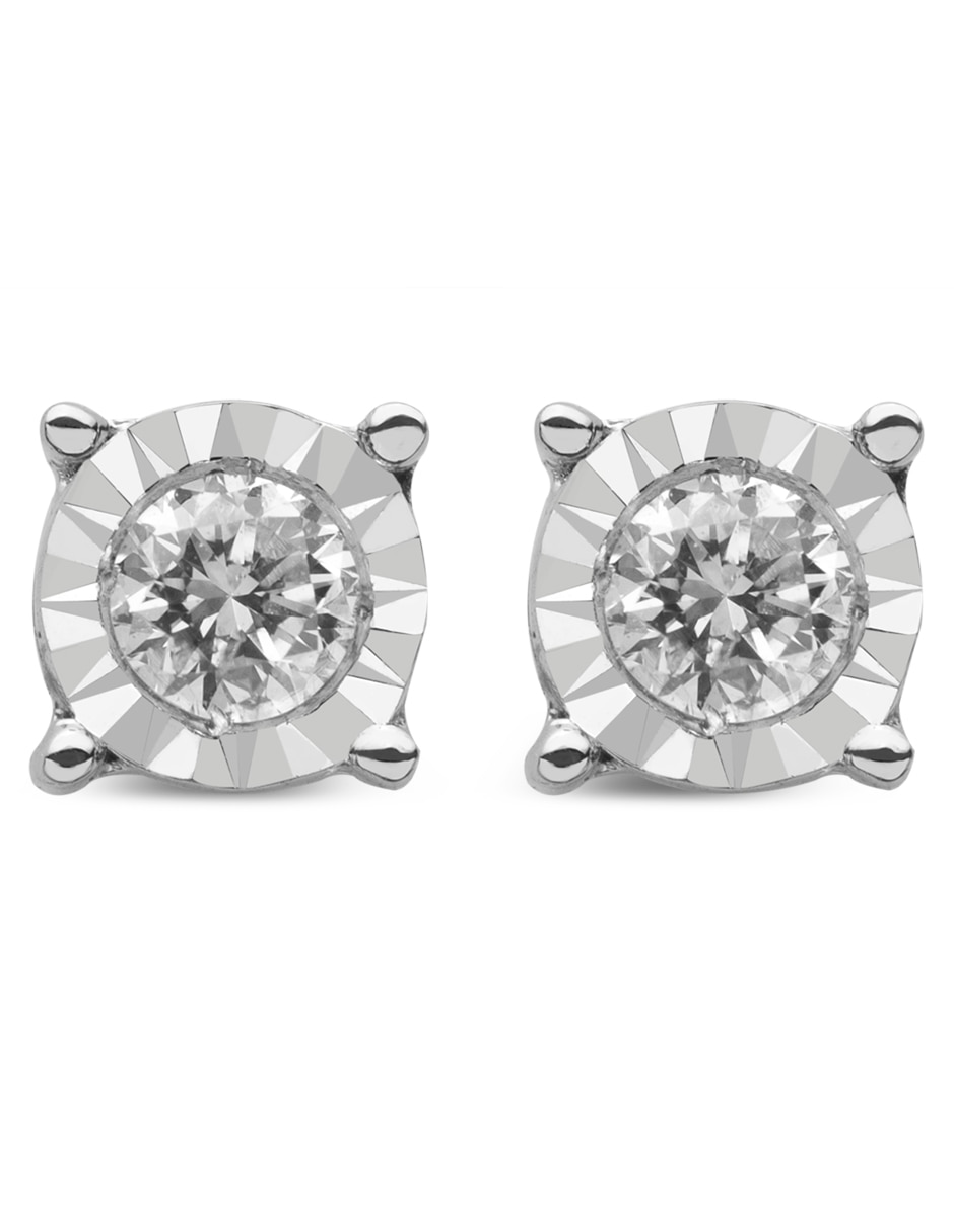 Aretes redondos de oro 14 K con acabado brillante diamante Aretes redondos de oro 14 K con acabado brillante diamante