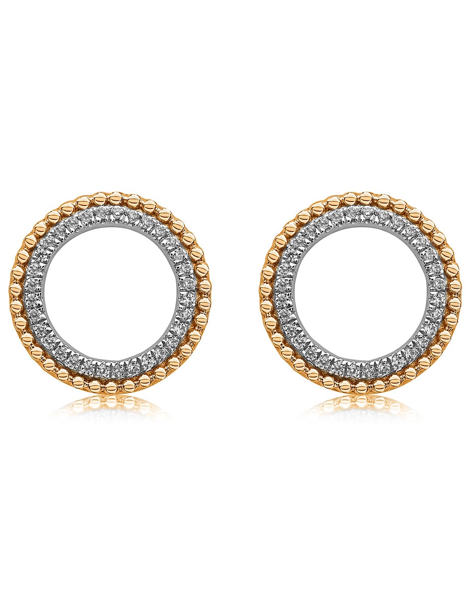 Broqueles redondos de oro con acabado pavé diamante 1