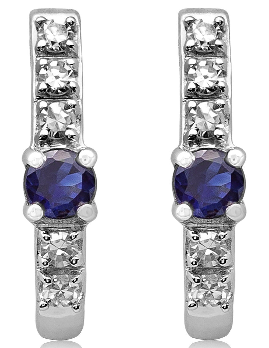 Broqueles de oro blanco 14 K con acabado pavé diamante