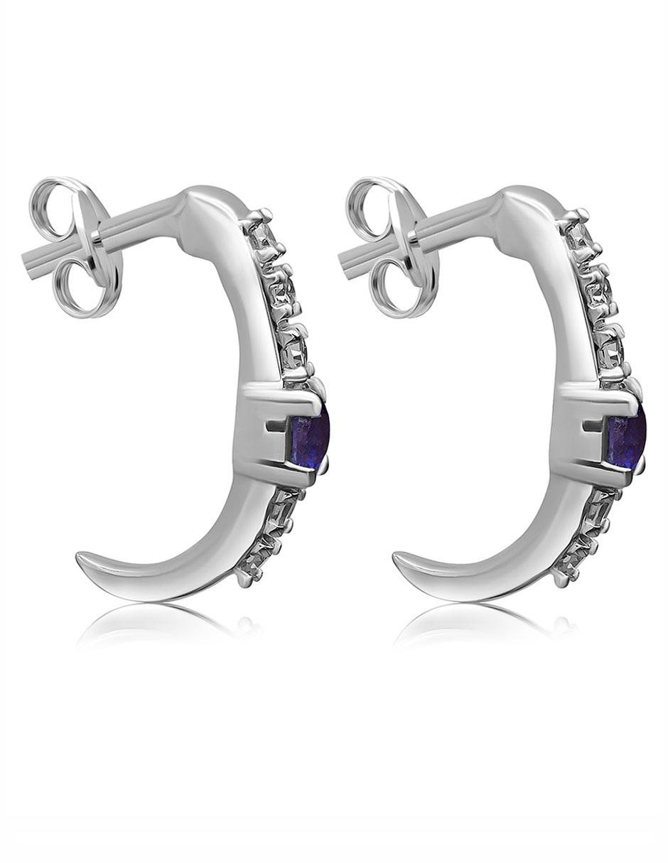 Broqueles de oro blanco 14 K con acabado pavé diamante 5