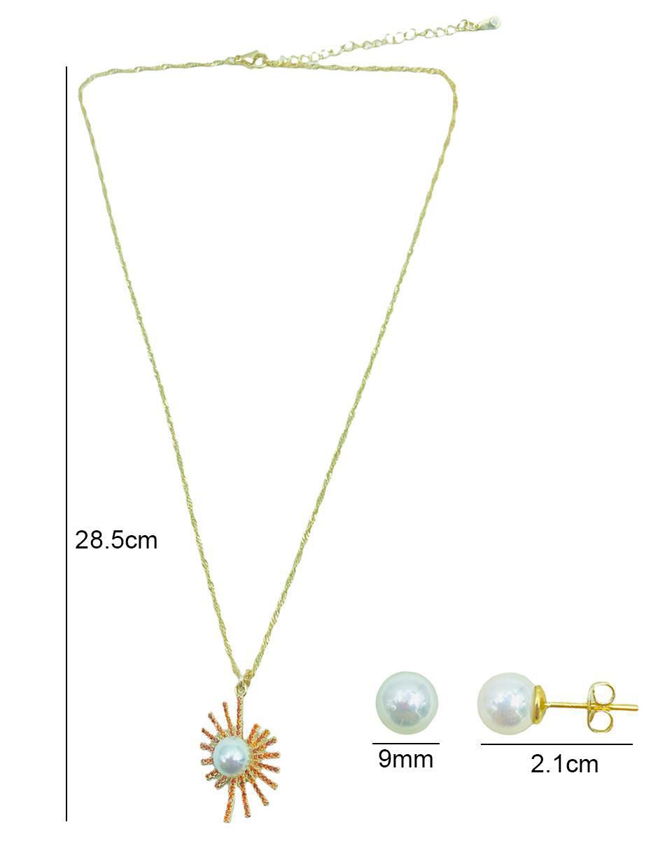 Aretes y collar circulares zirconia 5