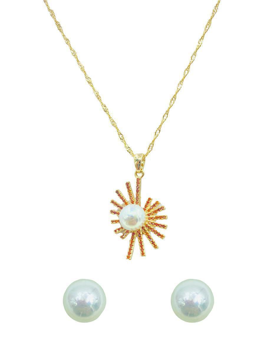 Aretes y collar circulares zirconia 4
