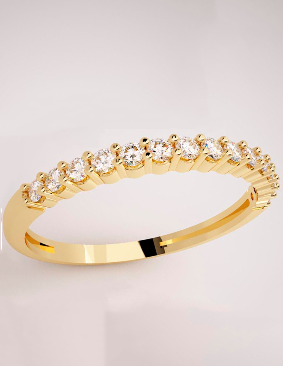 Anillo 14 k de oro amarillo diamante pulido 2