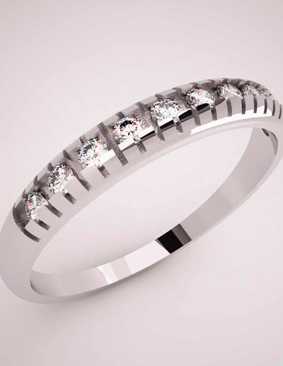 Anillo 14 k de oro blanco diamante pulido 2