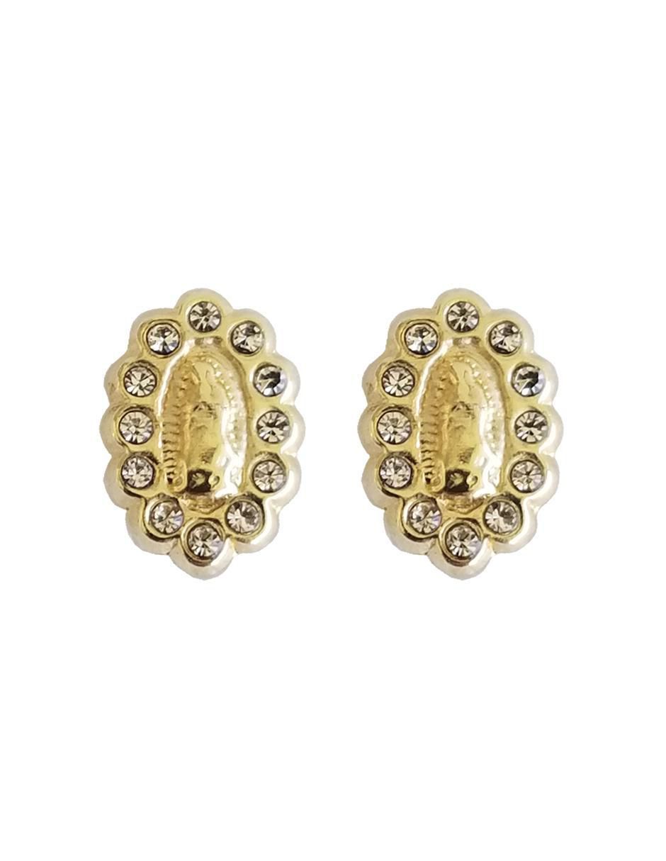 Broqueles ovalados de oro con acabado brillante zirconia