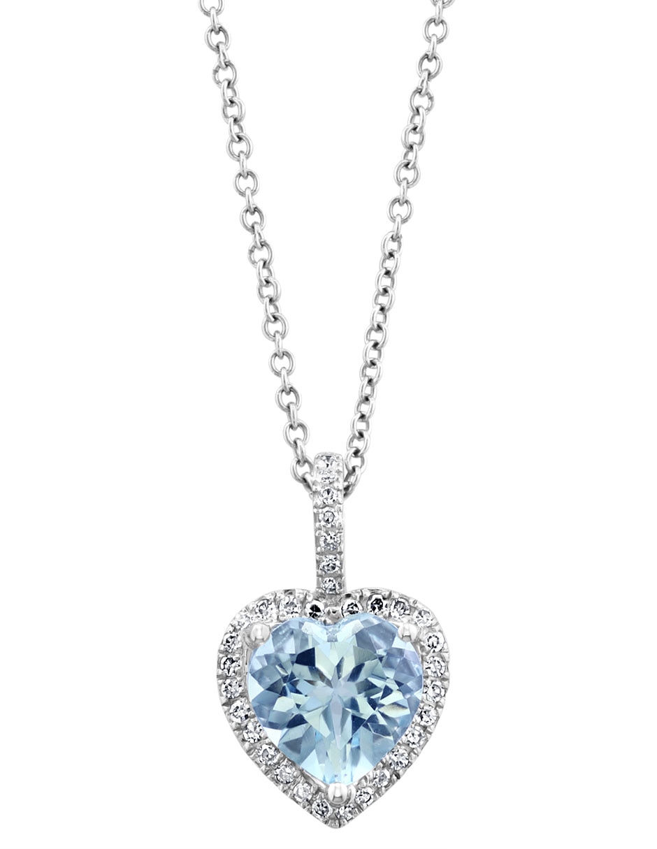 Collar de corazón Aquarius de oro 14 K