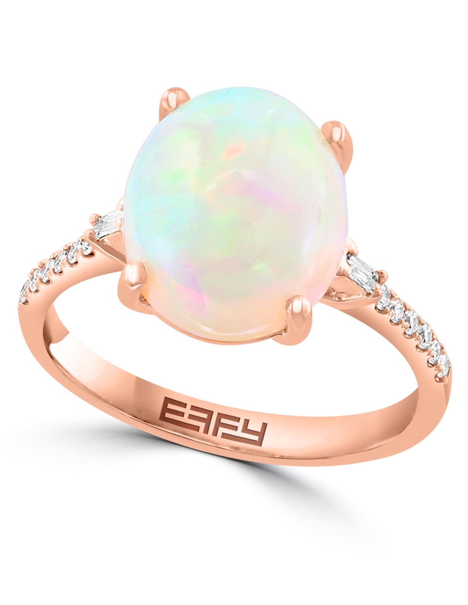 Anillo Aurora 14 k de oro diamante y ópalo etíope brillante