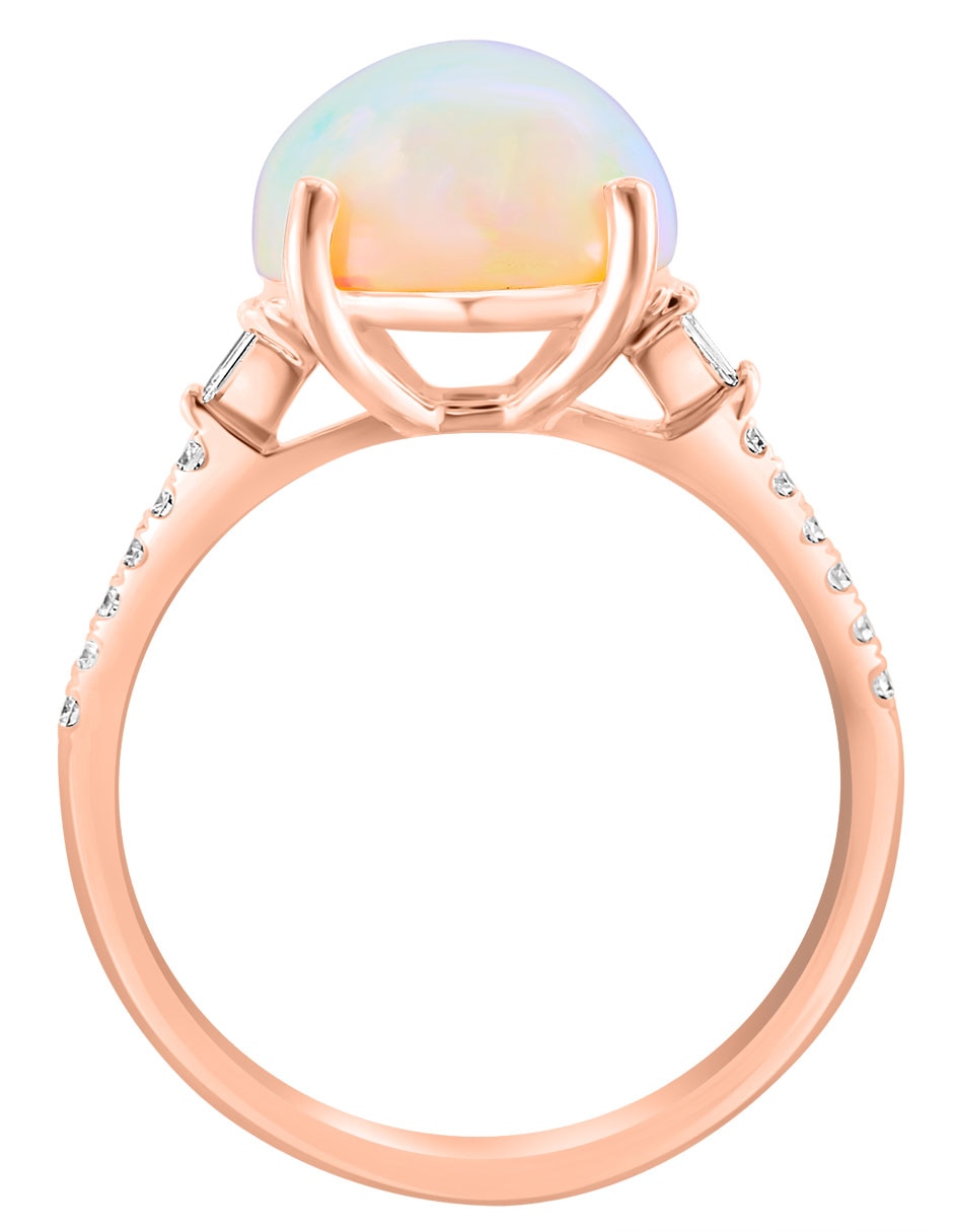 Anillo Aurora 14 k de oro diamante y ópalo etíope brillante 2