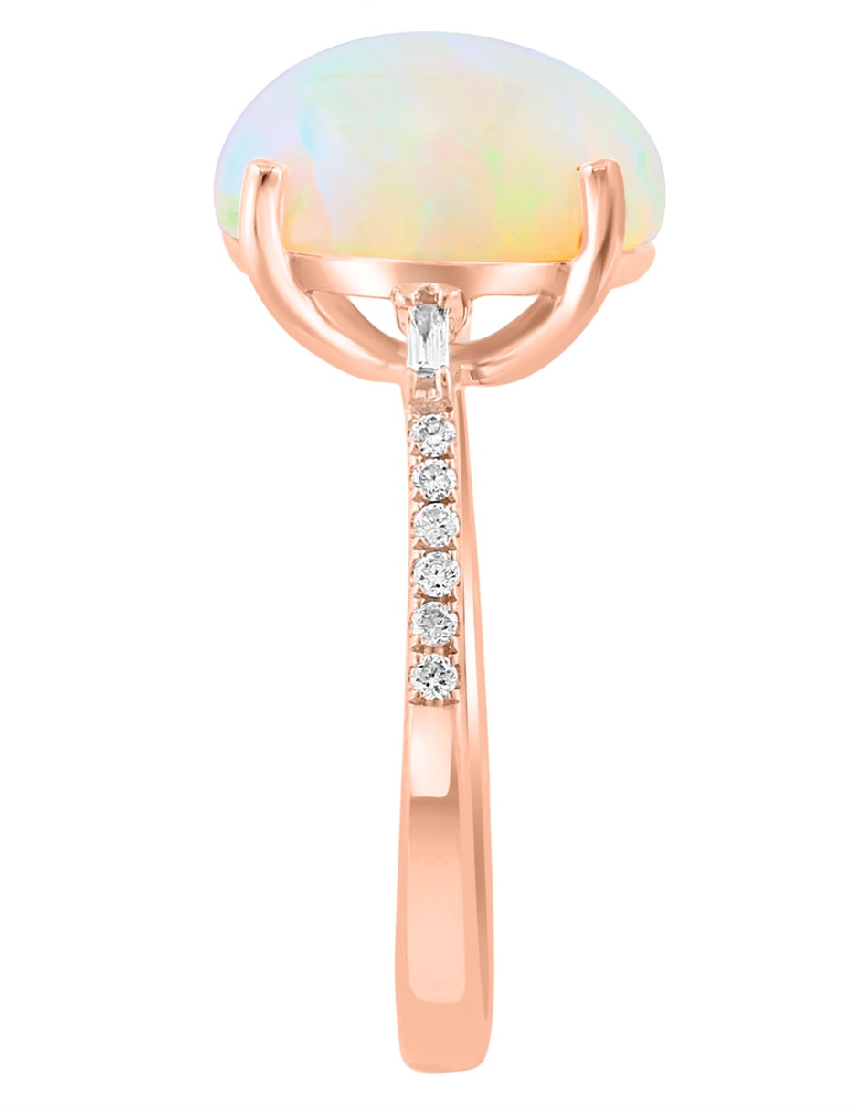 Anillo Aurora 14 k de oro diamante y ópalo etíope brillante 3