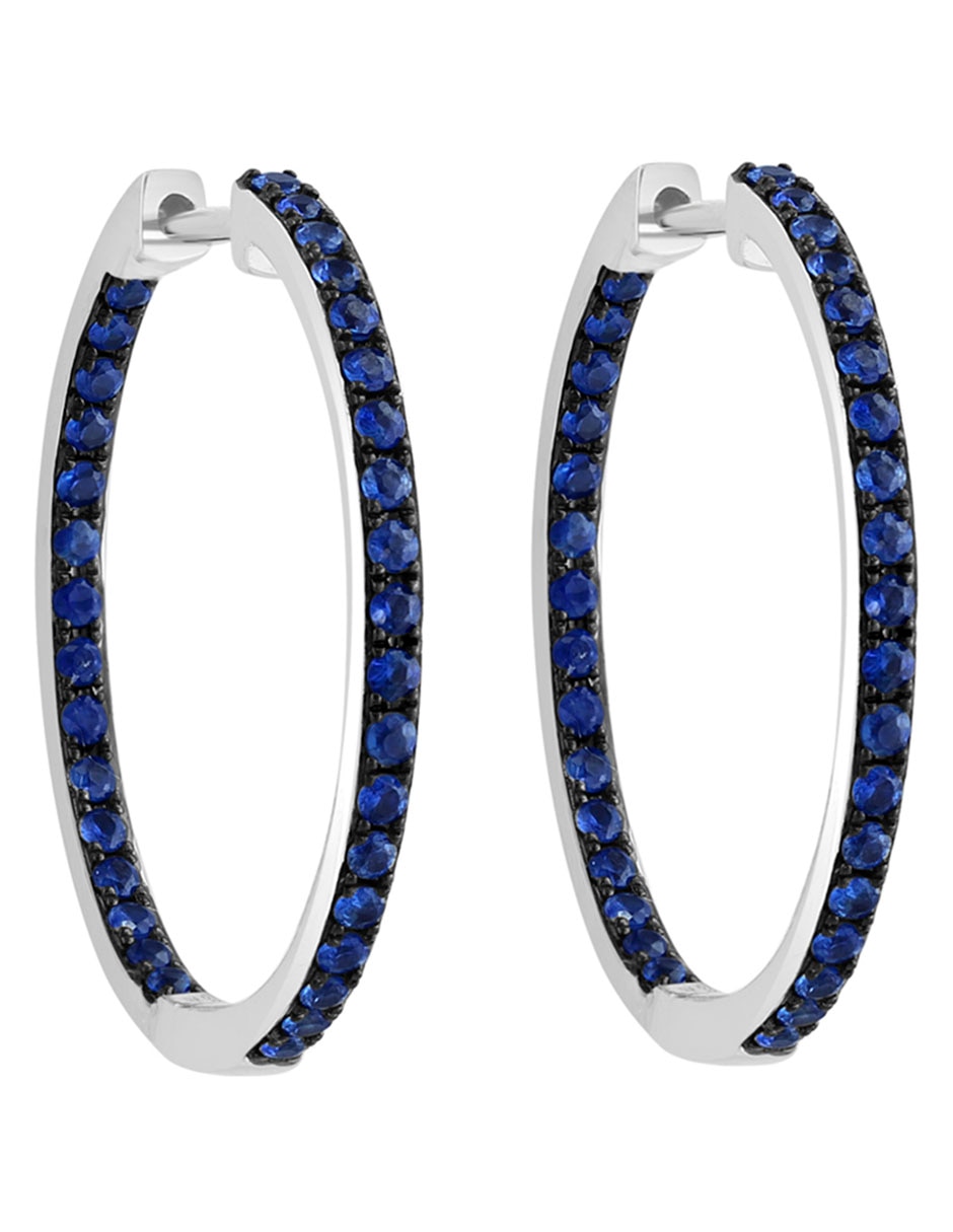 Arracadas Royale Bleu de oro con acabado pavé zafiro