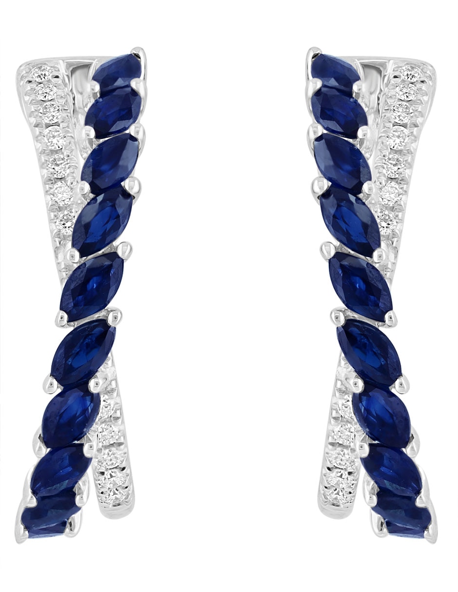 Aretes Royale Bleu de oro con acabado pavé zafiro y diamante