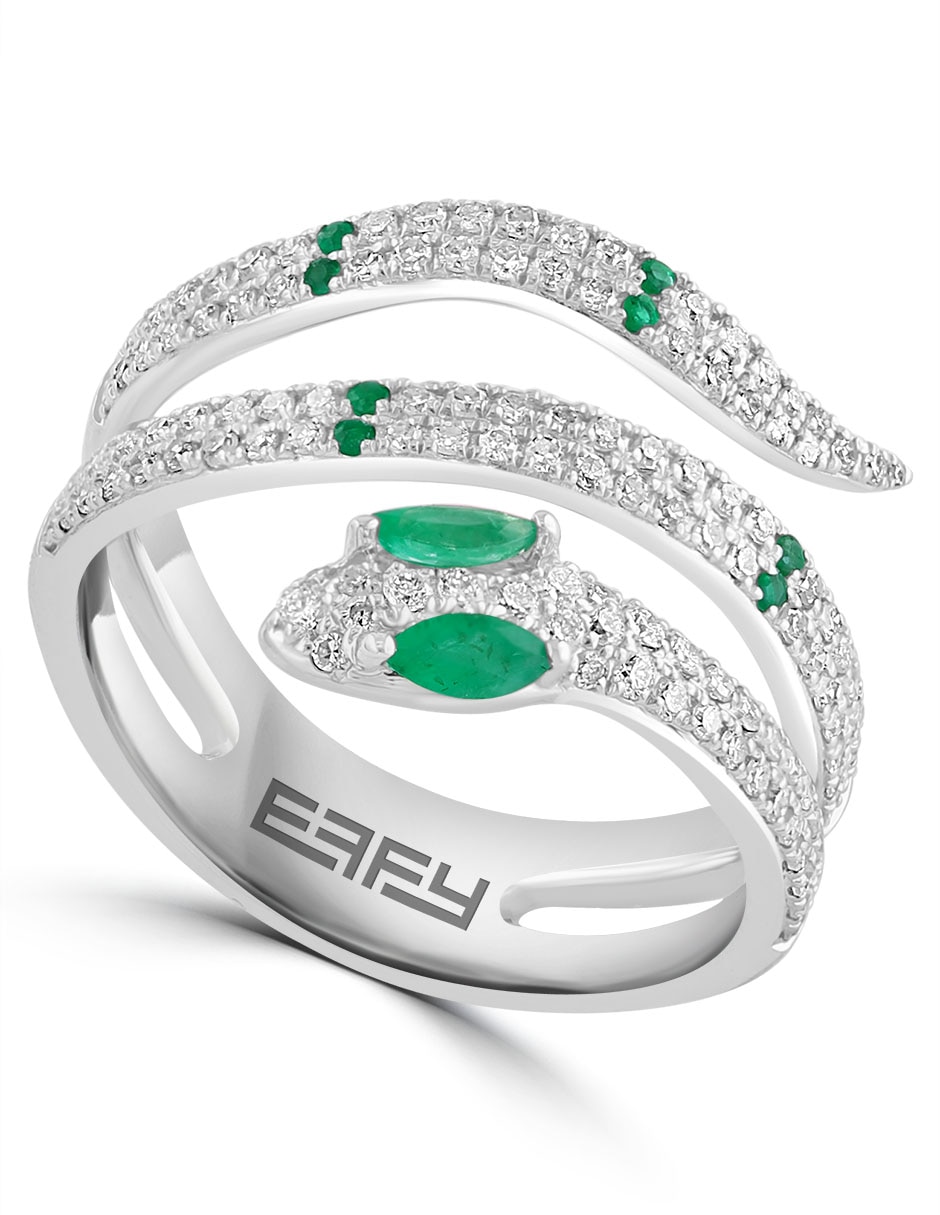 Anillo de serpiente Effy Brasilica de oro esmeralda y diamante