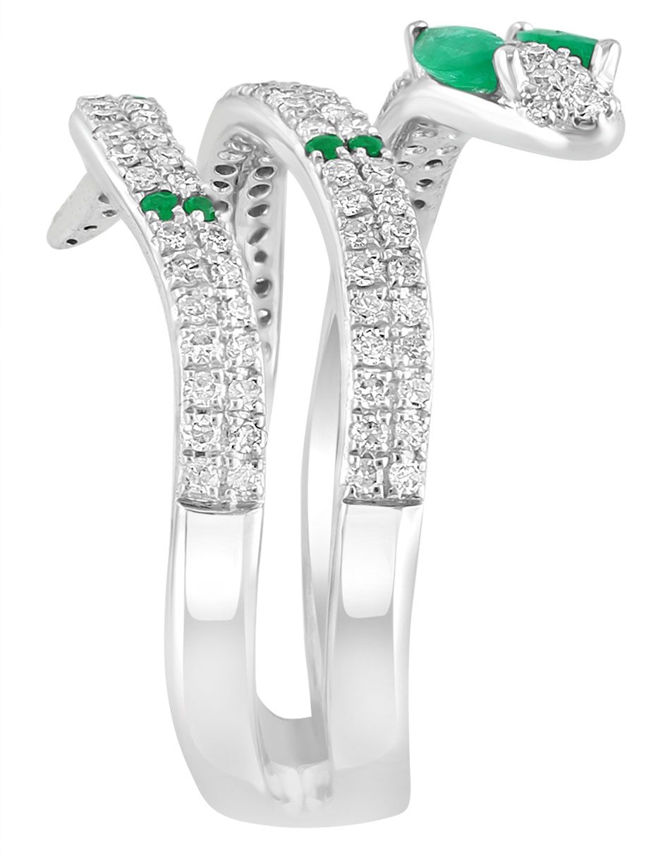 Anillo de serpiente Brasilica 14 k de oro esmeralda y diamante brillante 4