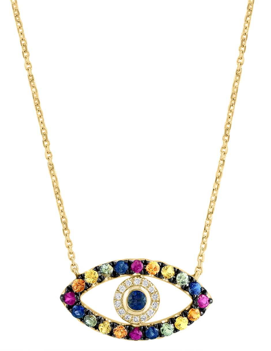 Collar de ojo turco Water Colors de oro 14 K