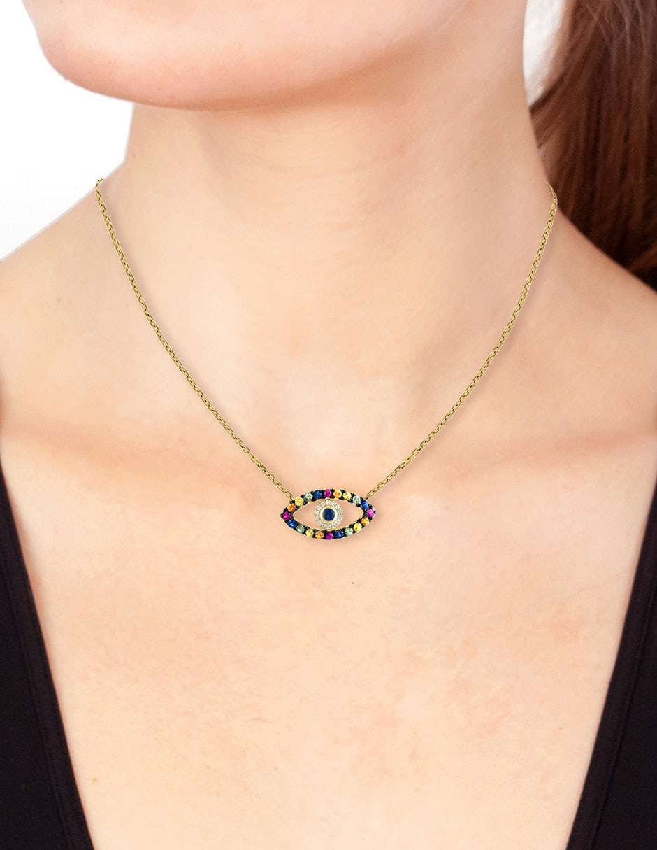 Collar de ojo turco Water Colors de oro 14 K 3