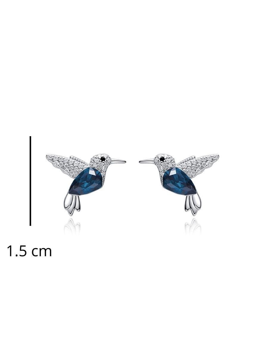 Broqueles de colibrí con acabado baño rodio swarovski 3