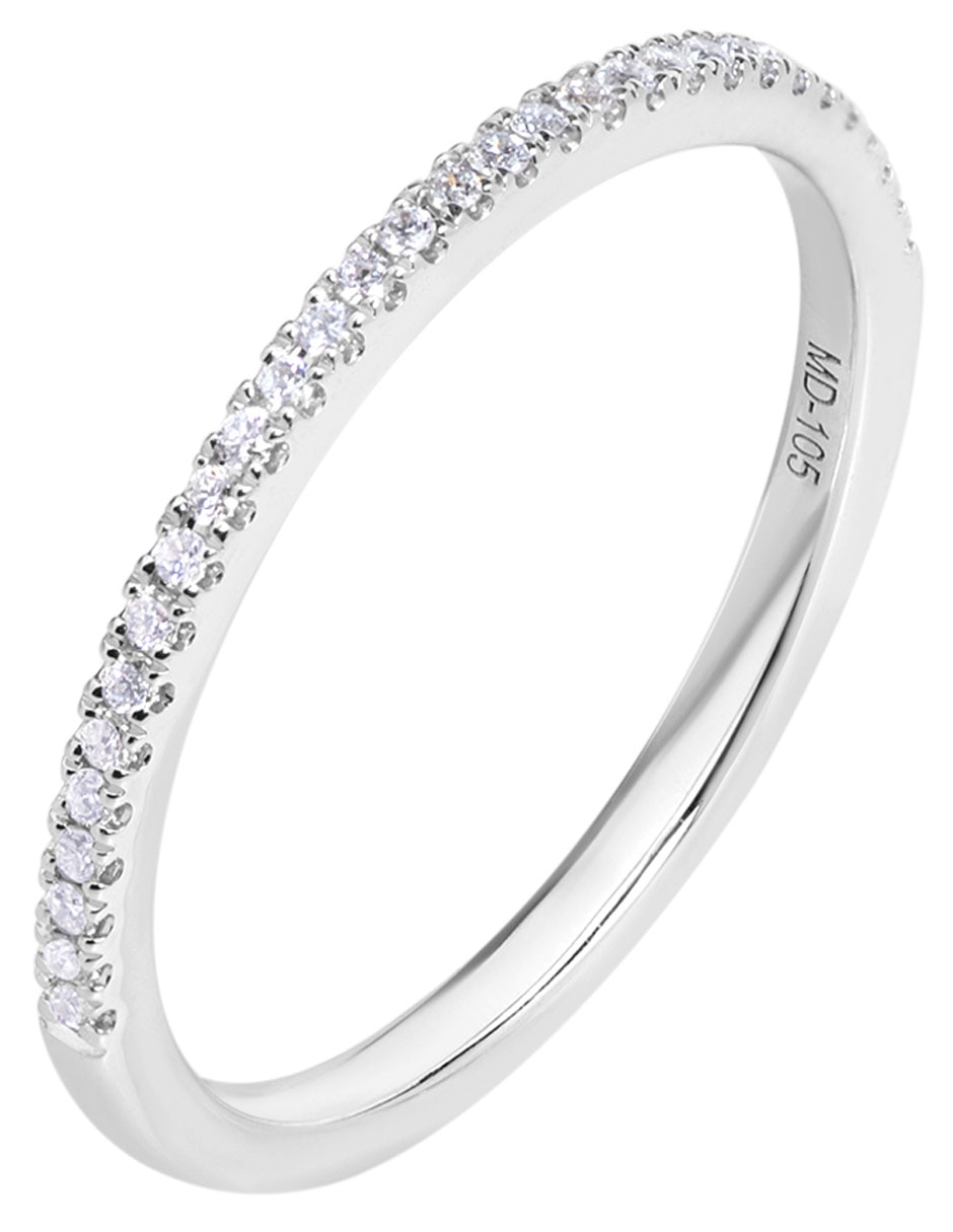 Anillo Riviere 14 k de oro blanco diamante brillante 3