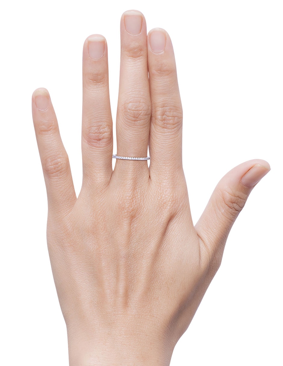 Anillo Riviere 14 k de oro blanco diamante brillante 4