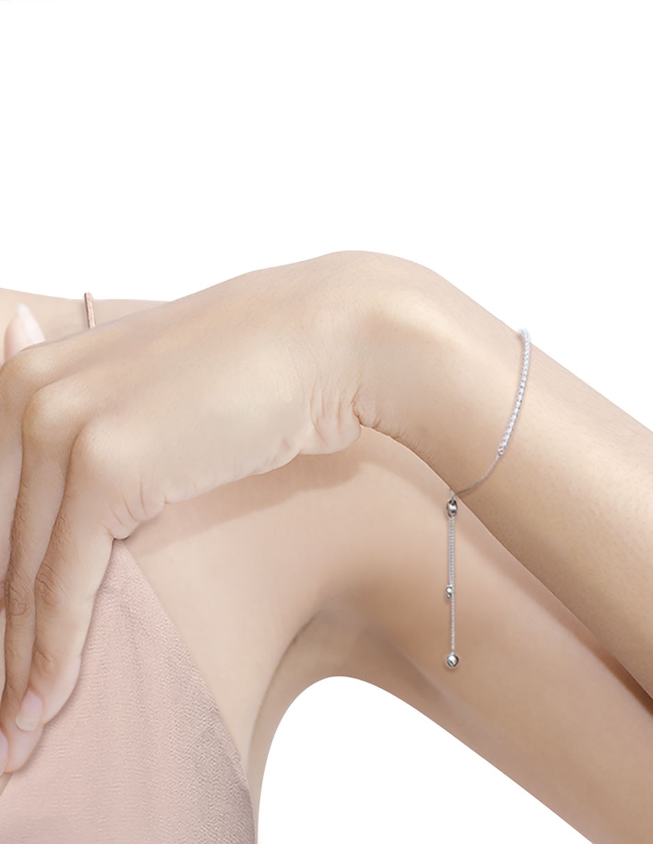 Pulsera de oro blanco 14 K con acabado brillante 3