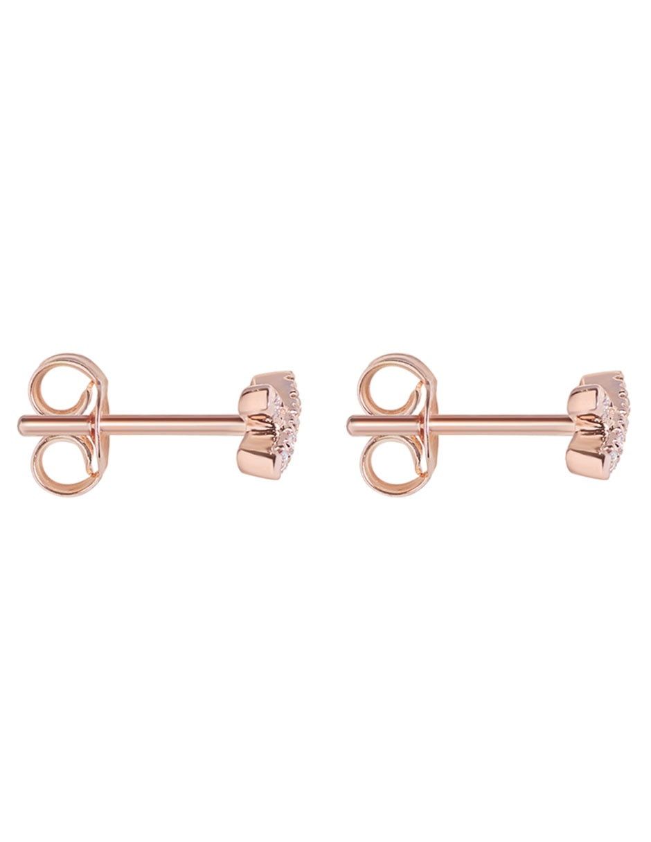Broqueles de letra x de oro rosa 14 K con acabado brillante diamante 2