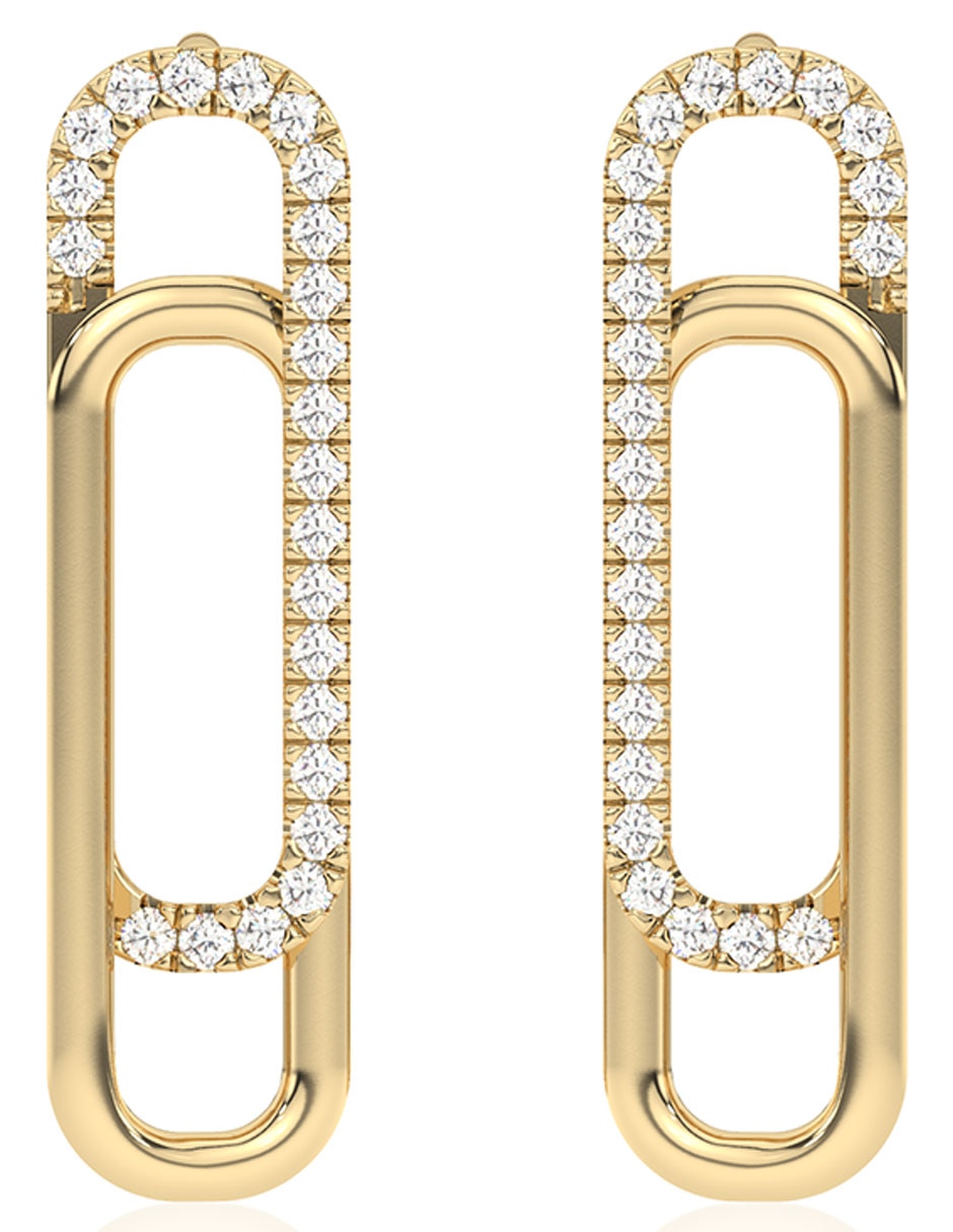Aretes de oro con acabado brillante diamante