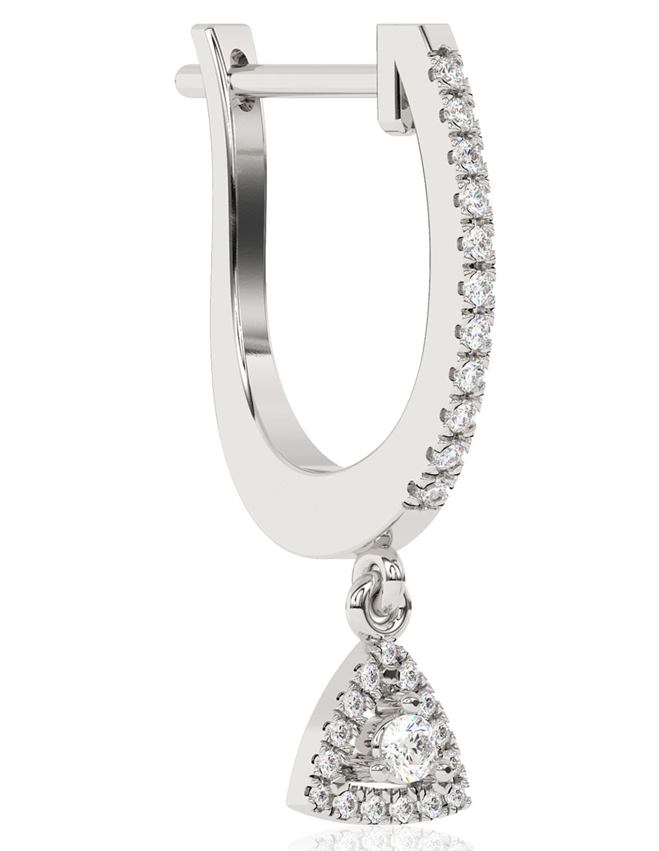 Aretes de aro de oro blanco con acabado brillante diamante 2