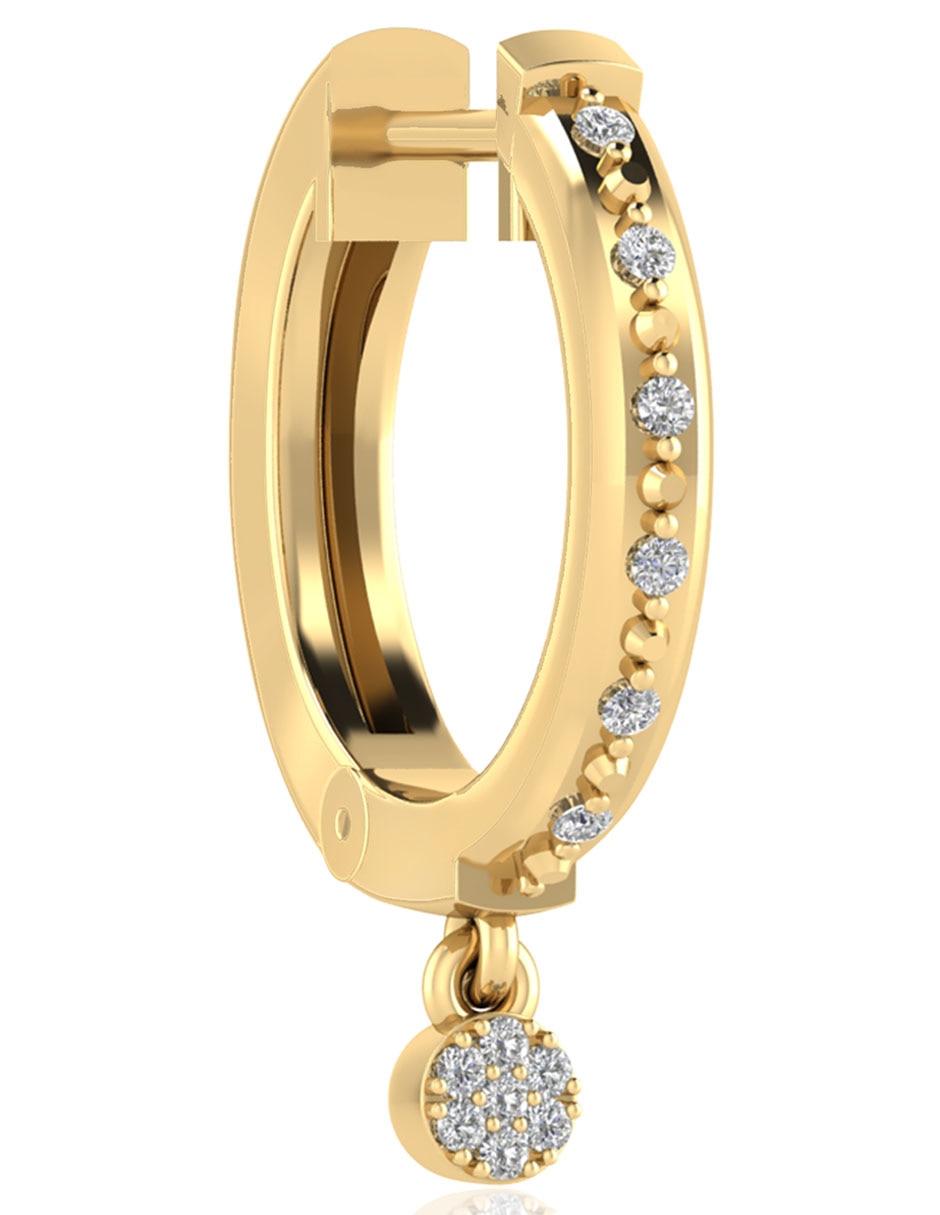 Aretes de aro de oro con acabado brillante diamante 2