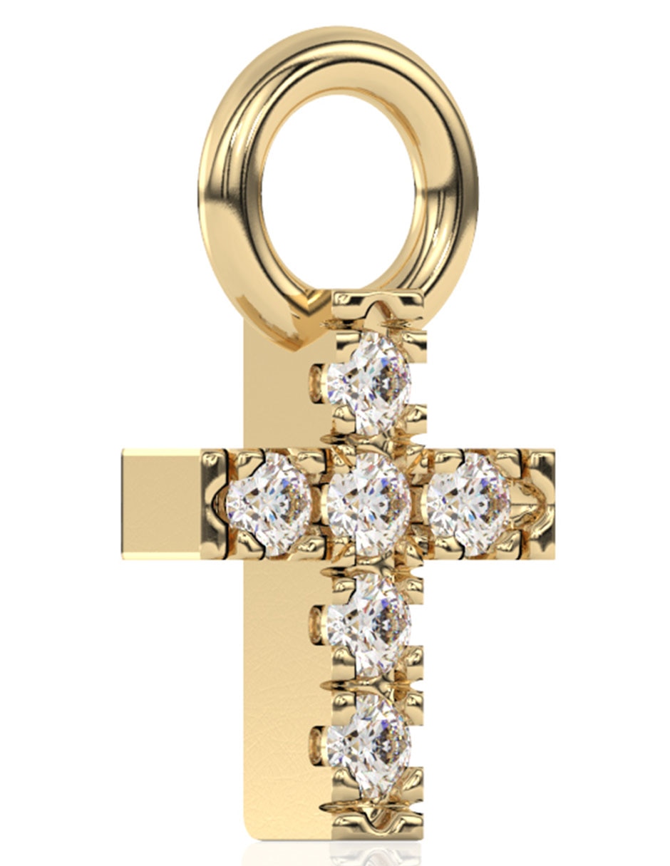 Dije de cruz de oro amarillo 14 K diamante 2