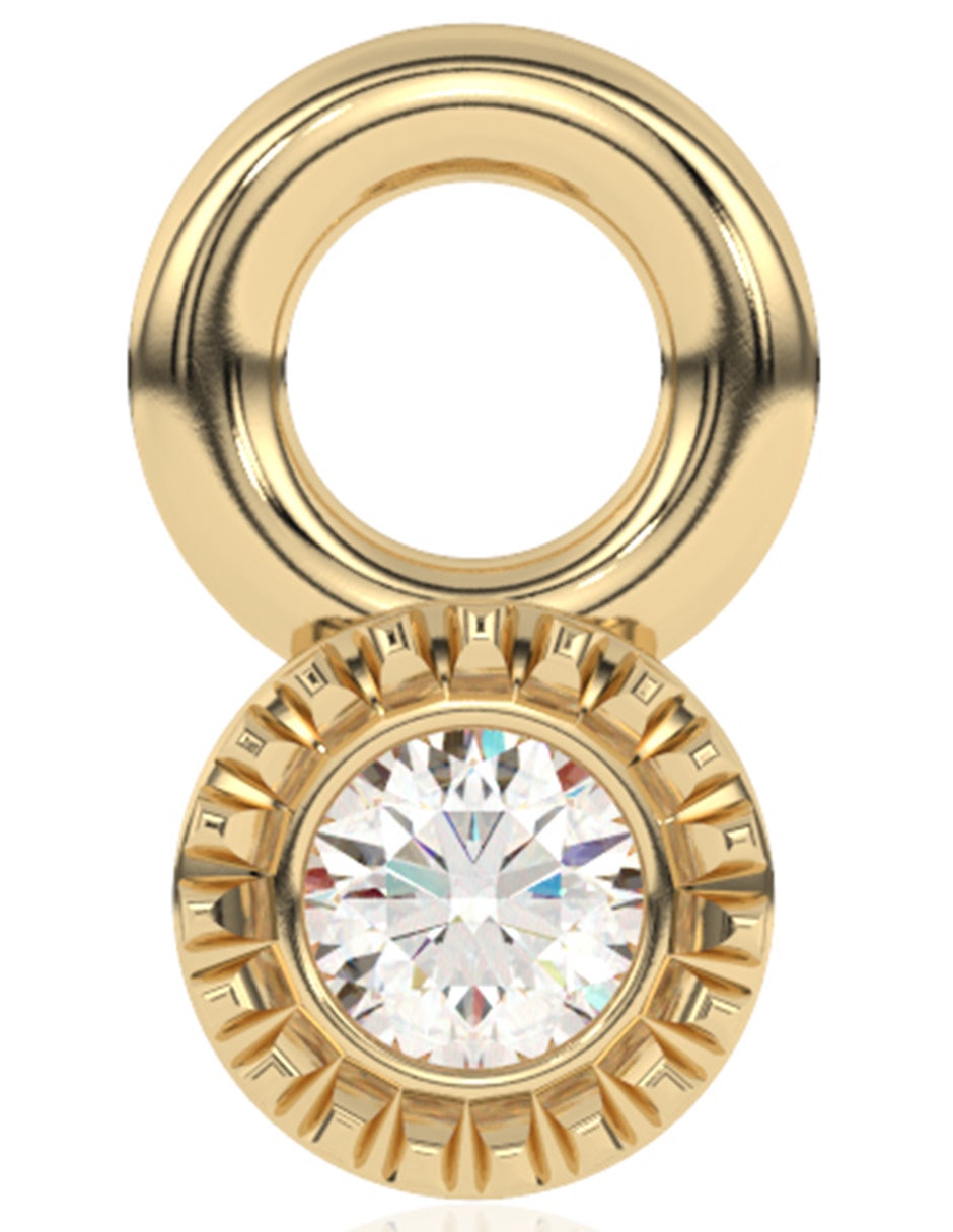 Dije redondo de oro 14 K diamante Dije redondo de oro 14 K diamante
