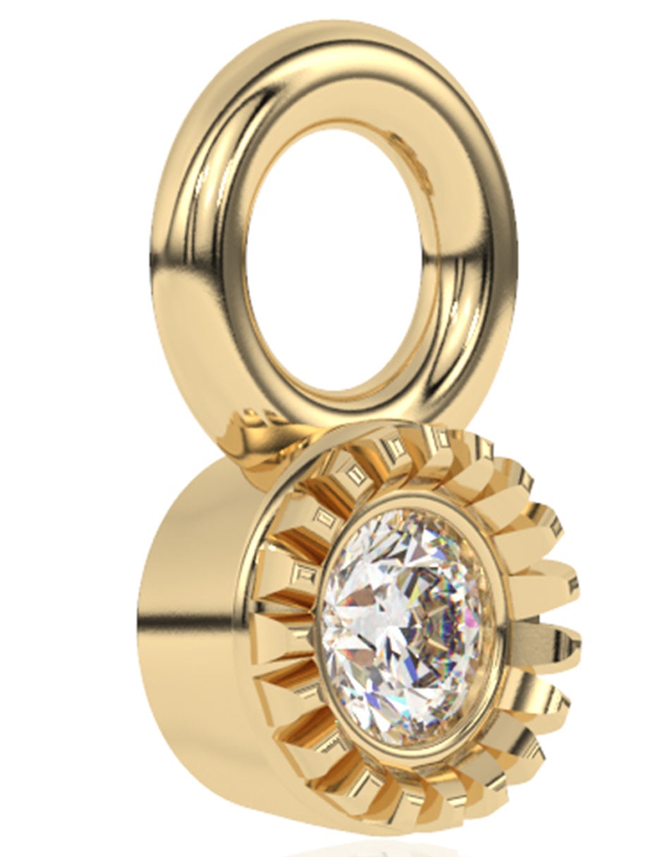 Dije redondo de oro 14 K diamante 2